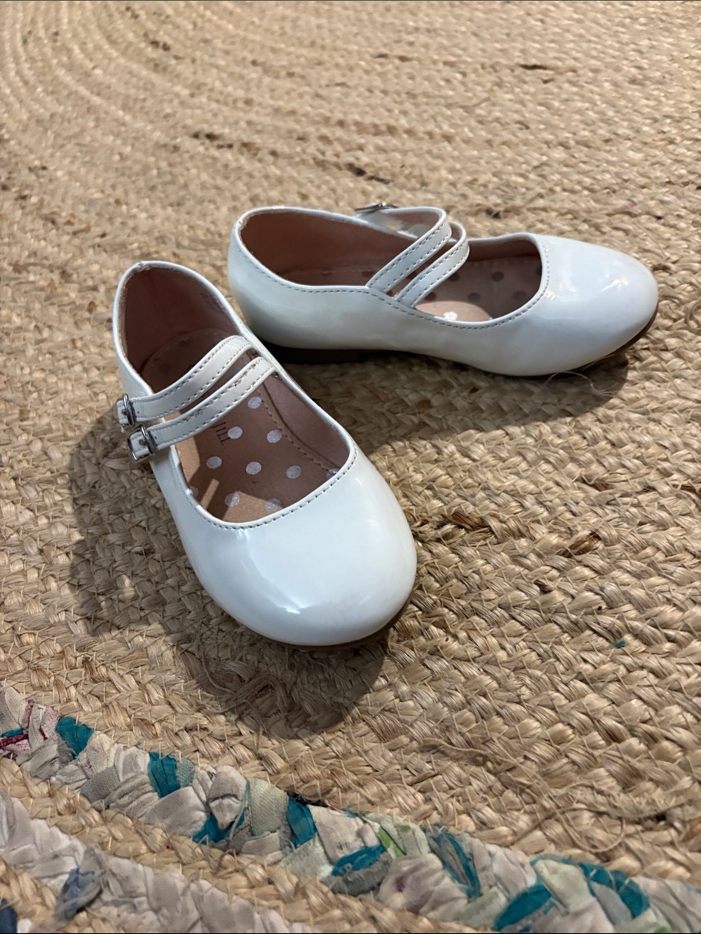 Girls White Patent Double-Strap Mary Jane Dress Shoes-8 Toddler